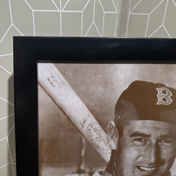 VINTAGE TED WILLIAMS FRAMED EXHIBIT PHOTO BOSTON RED SOX TEDDY BALLGAME - Picture 2 of 7